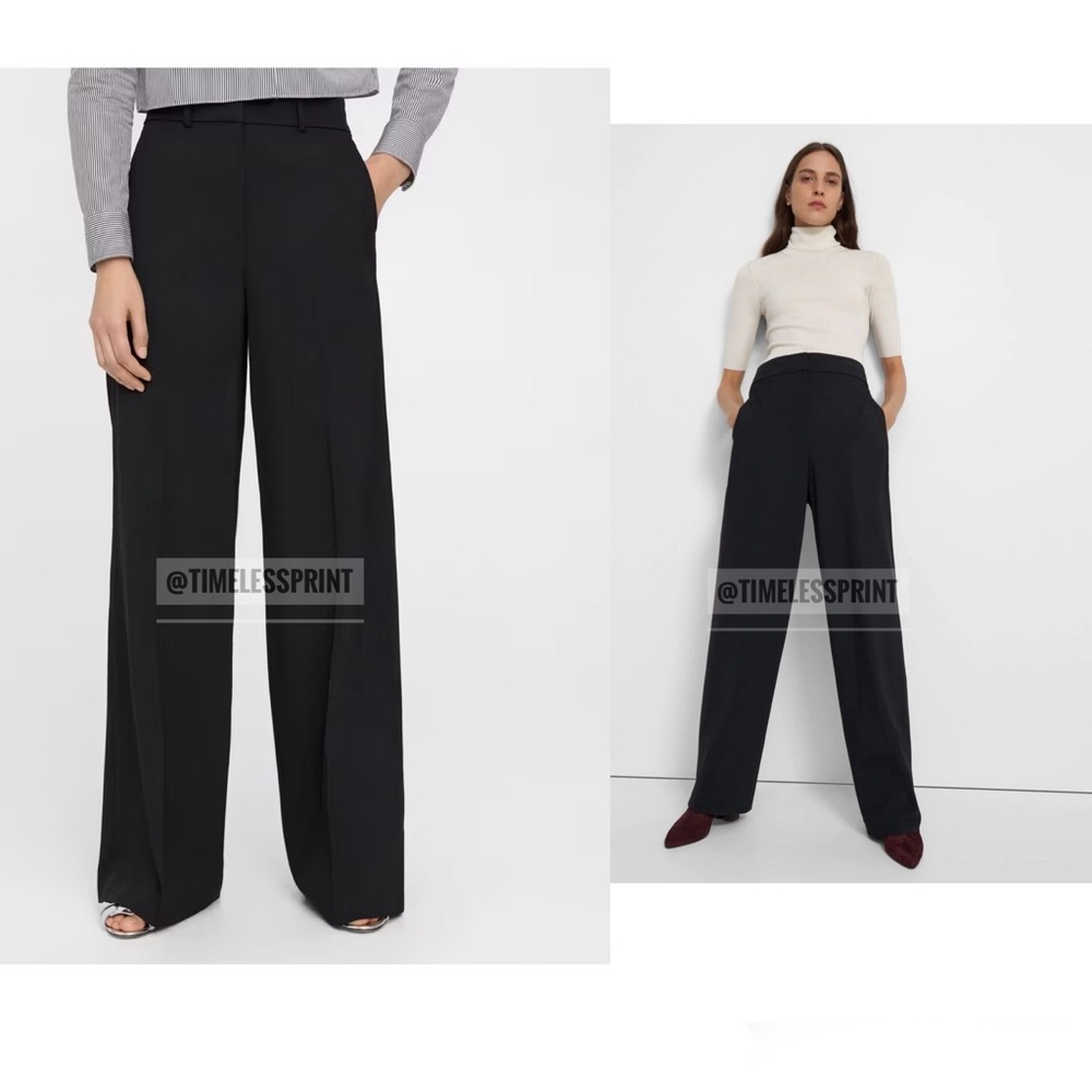 Theory. Black Wide/Straight Leg Pants